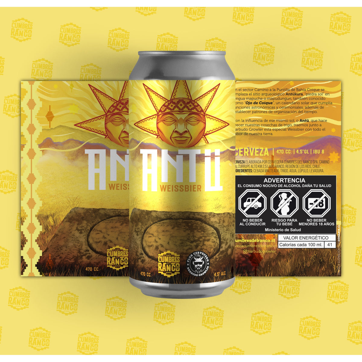 Cumbres del Ranco Antü Weissbier 473cc - Disponible en Puerto Cervecero, Puerto Varas