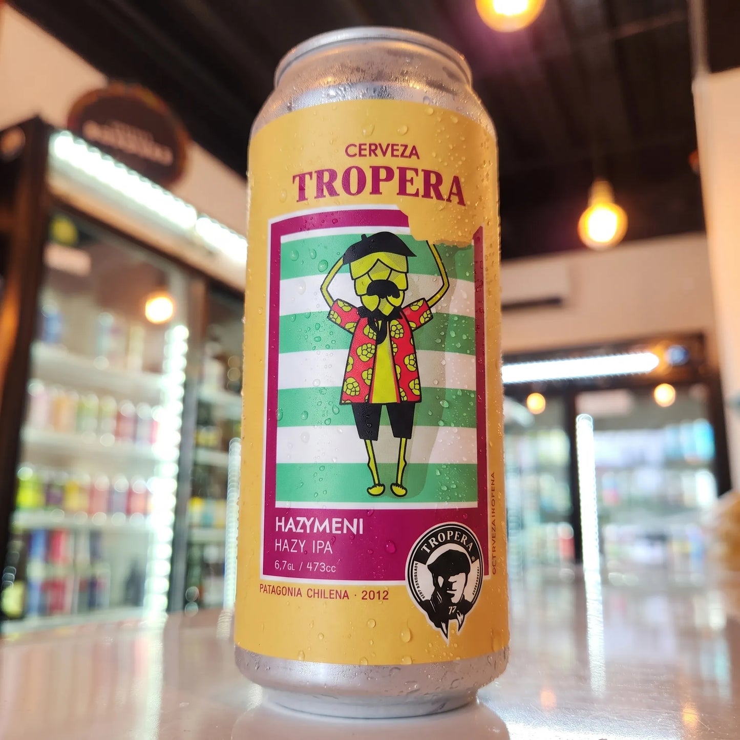 Cerveza artesanal chilena Tropera Hazymeni Hazy IPA 473cc. Compra online en Puerto Cervecero, Puerto Varas Chile.