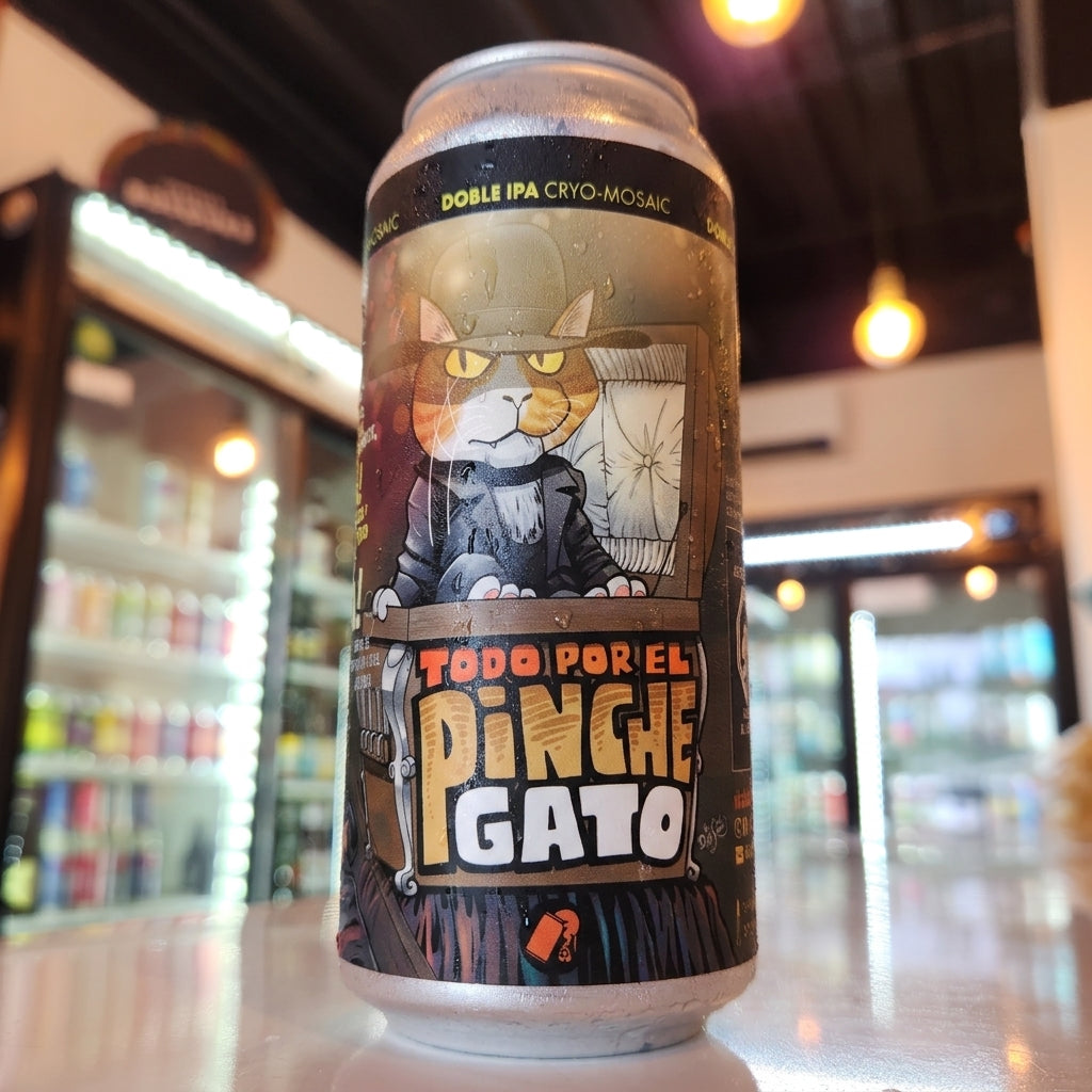 Cerveza artesanal premiada Viralata Todo por el Pinche Gato Doble IPA Cryo Hop Mosaic 473cc 8% ABV - Puerto Cervecero