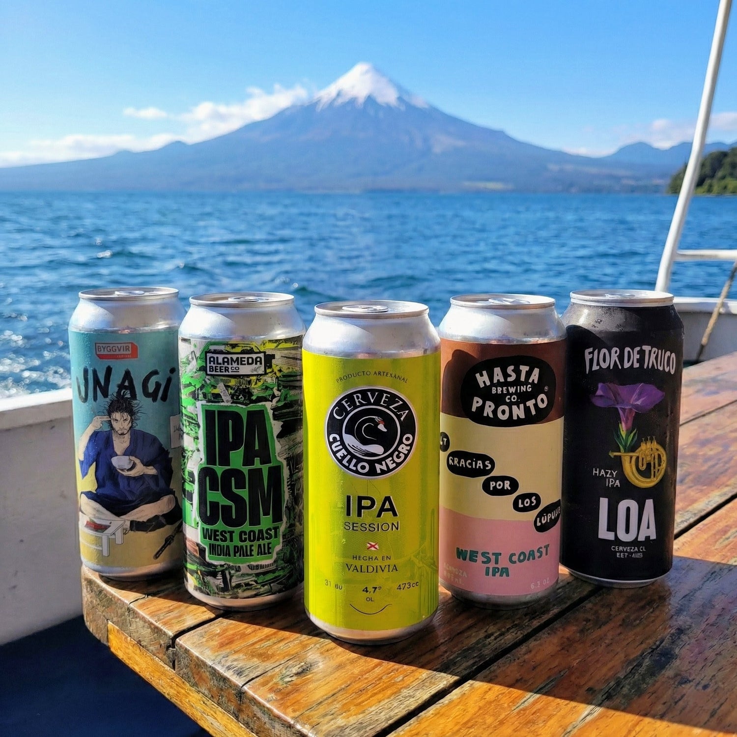 Foto de la colección de cervezas artesanales IPA en Puerto Cervecero, Puerto Varas