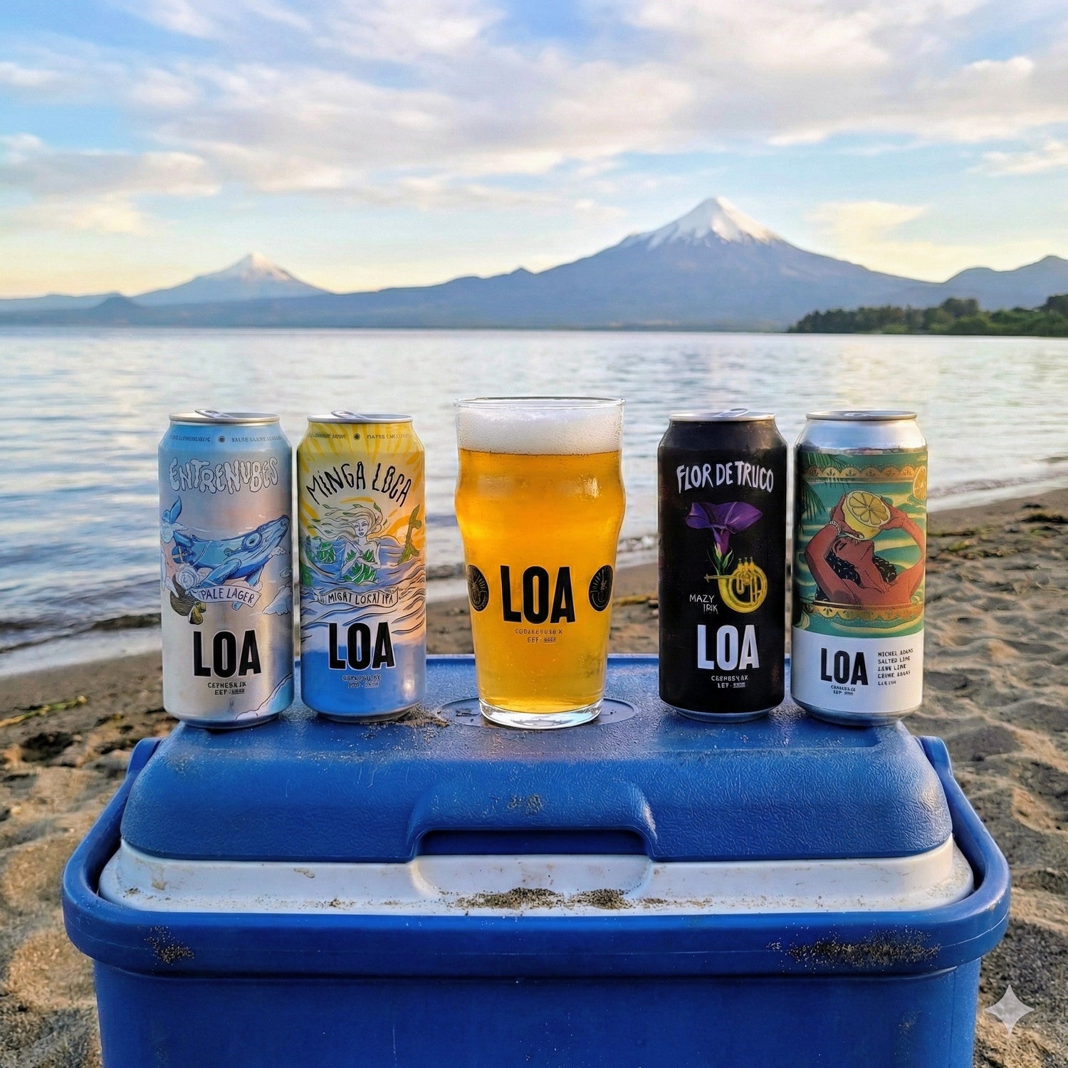 Foto de colección de cervezas LOA en Puerto Cervecero, Puerto Varas