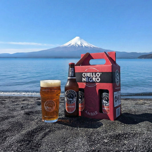 Pack 4 Cervezas Cuello Negro Ámbar 330ml + Vaso