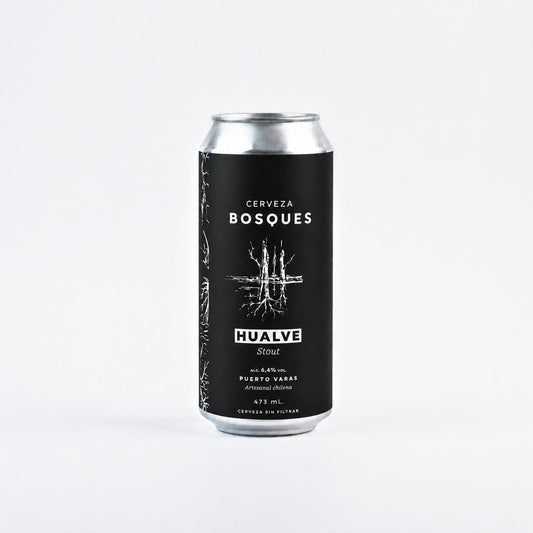 Bosques Hualve Tropical Stout 473cc - Disponible en Puerto Cervecero, Puerto Varas