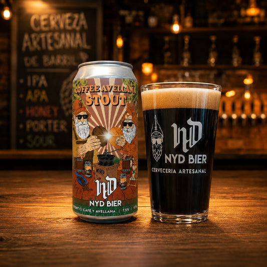 NYD Bier Coffee Avellana Stout 473cc - Disponible en Puerto Cervecero, Puerto Varas