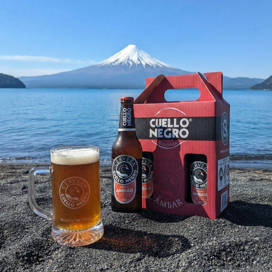 Pack 4 Cervezas Cuello Negro Ámbar 330ml + Schop