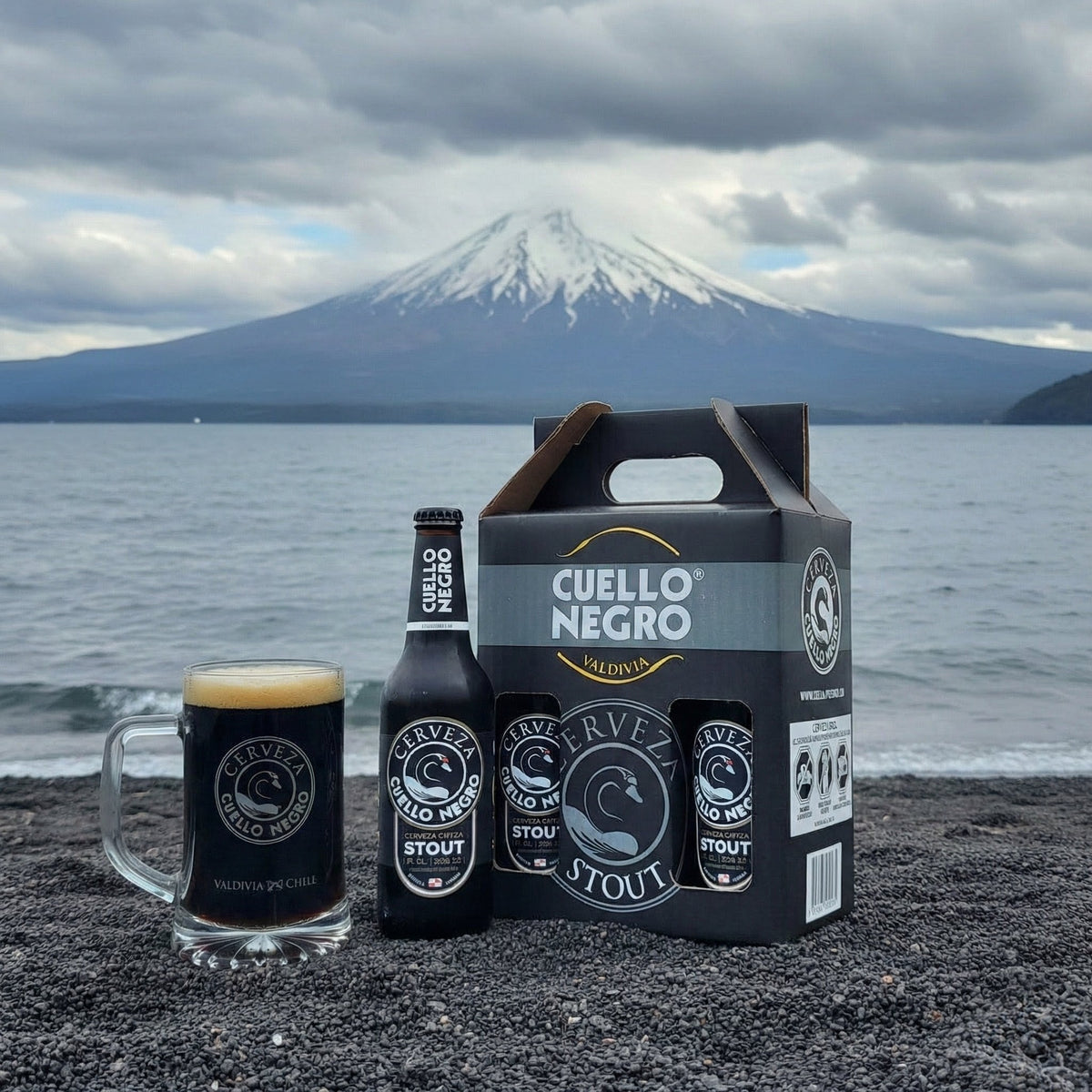 Pack 4 Cervezas Cuello Negro Mixto 330cc (2 Stout + 2 Ámbar) + Schop - Puerto Cervecero