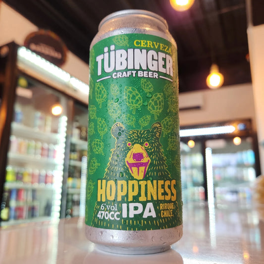 Cerveza artesanal chilena Tübinger Hoppiness IPA 470cc. Compra online en Puerto Cervecero, Puerto Varas Chile.