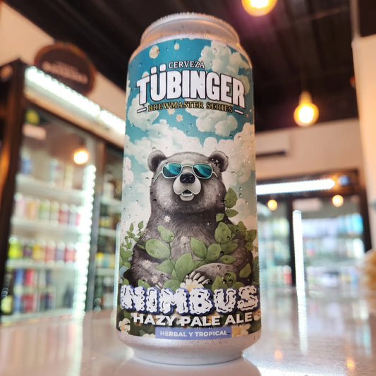 Cerveza artesanal chilena Tübinger Nimbus en formato lata de 470cc. Estilo Hazy Pale Ale. Compra online en Puerto Cervecero, Puerto Varas Chile.