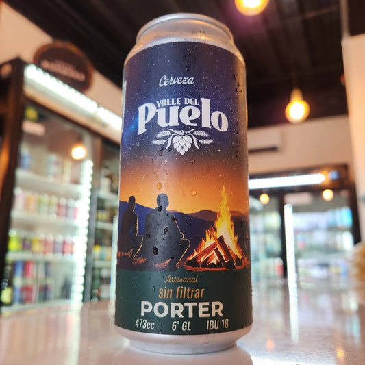 Cerveza artesanal chilena Valle del Puelo Porter 473cc. Compra online en Puerto Cervecero, Puerto Varas Chile.