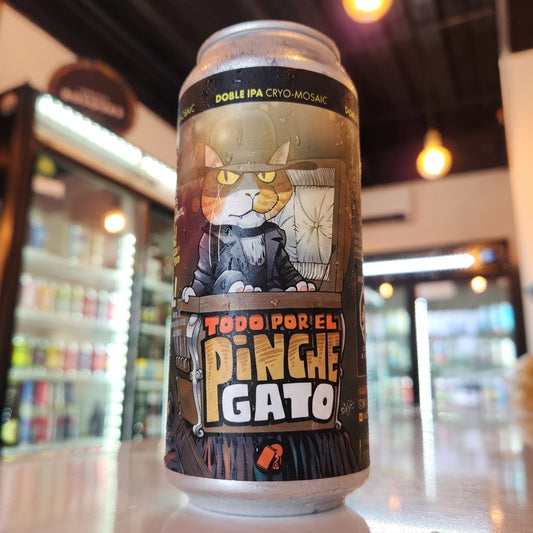 Cerveza artesanal premiada Viralata Todo por el Pinche Gato Doble IPA Cryo Hop Mosaic 473cc 8% ABV - Puerto Cervecero