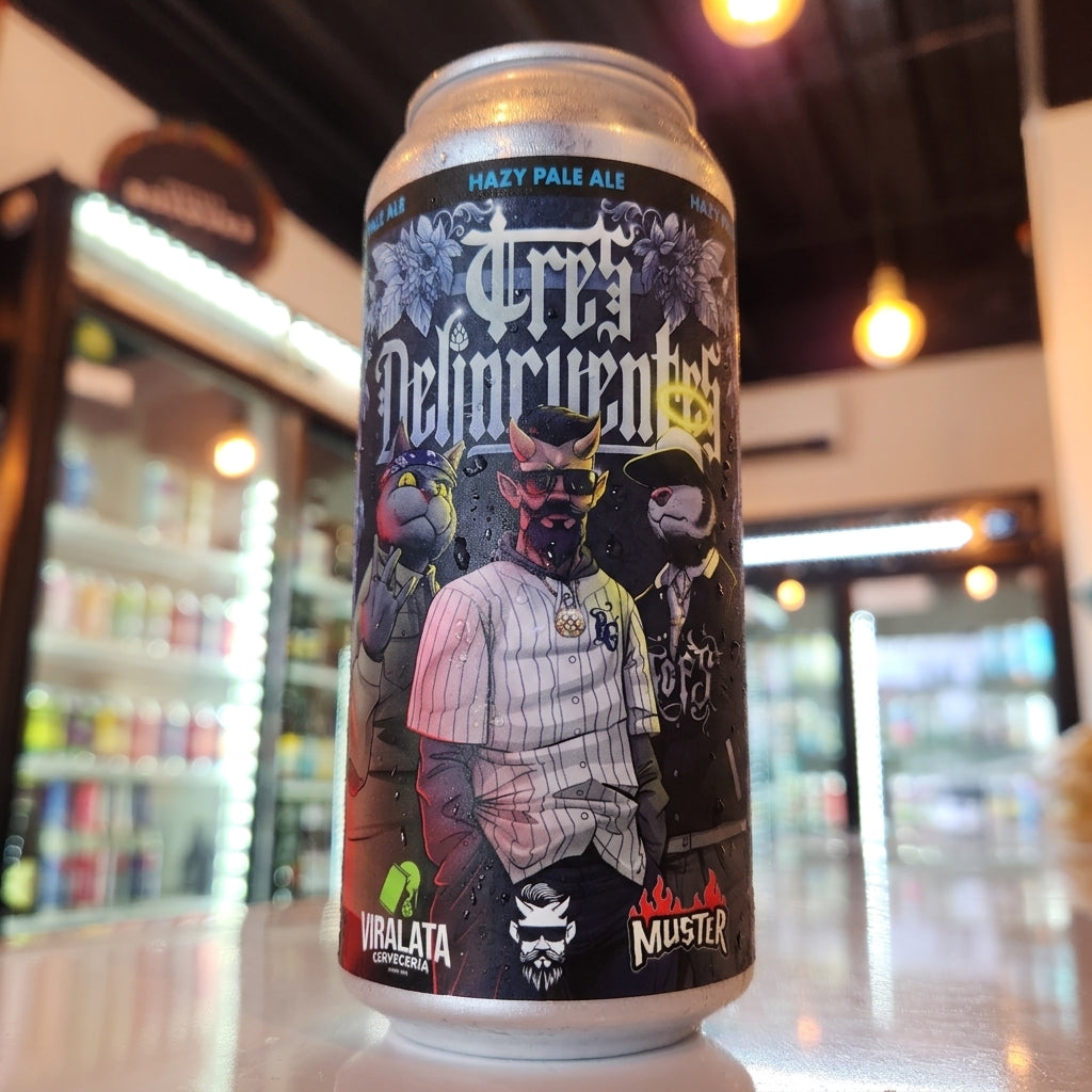 Cerveza artesanal Viralata Tres Delincuentes Hazy Pale Ale 473cc 5.5% ABV - Puerto Cervecero